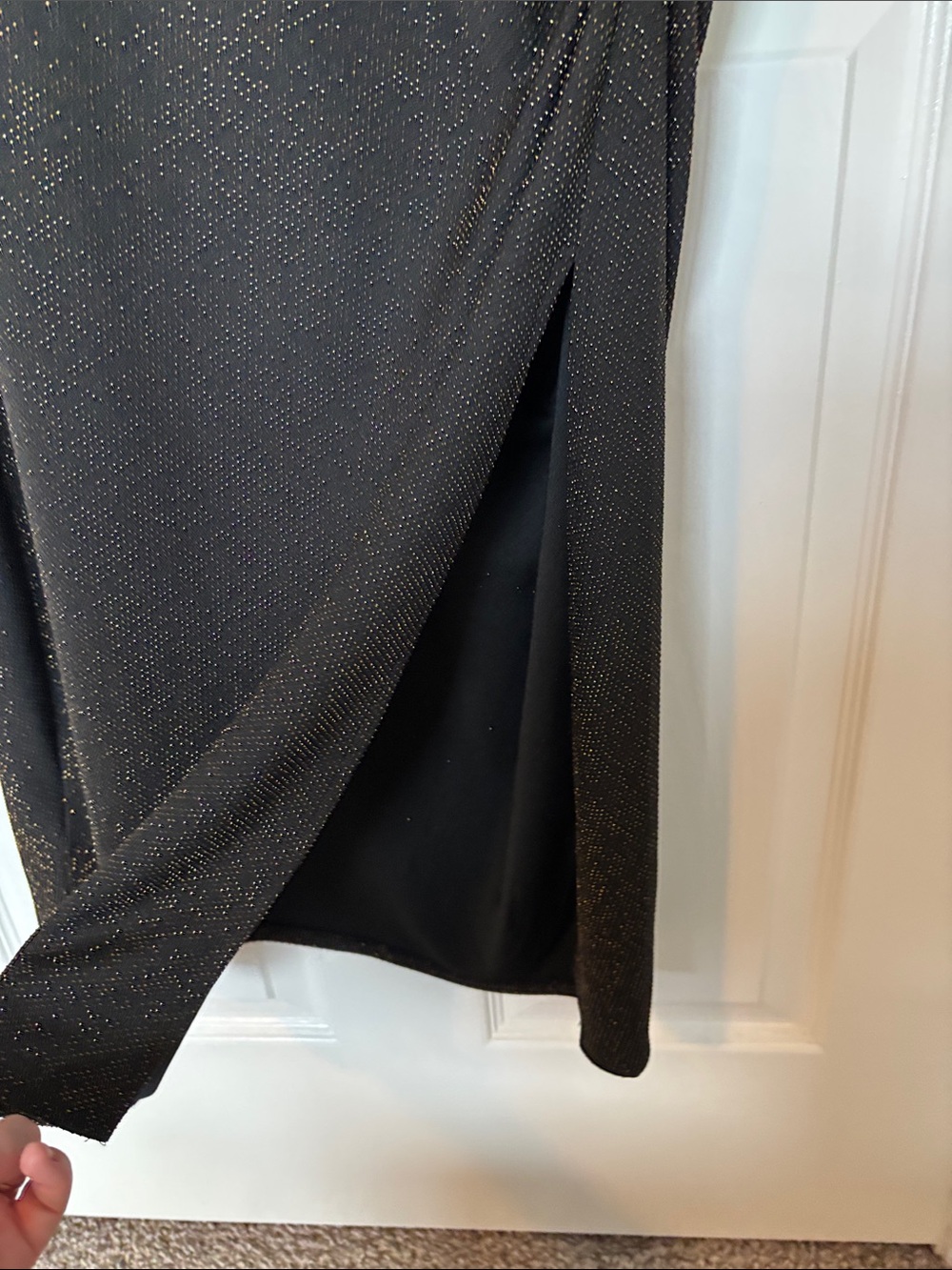 Michael Michael Kors Classic Black and Gold Sparkle Short-Sleeve Midi Dress - Picture 6 of 7